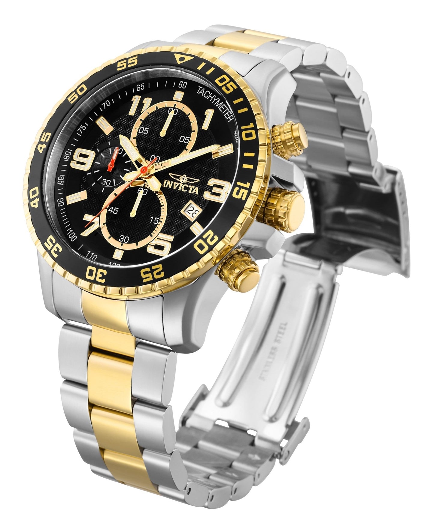 Invicta Specialty 14876 Men's Two-Tone Stainless Steel and Gold Quartz Watch side angle view