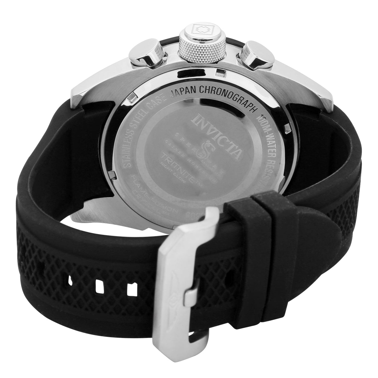 Invicta Speedway 20305 quartz watch featuring a black silicone strap and stainless steel case
